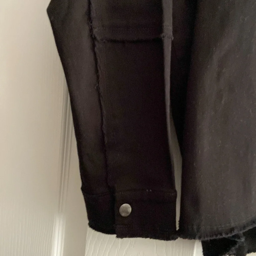 Women With Control My Wonder Denim Fringe Jacket Black Small